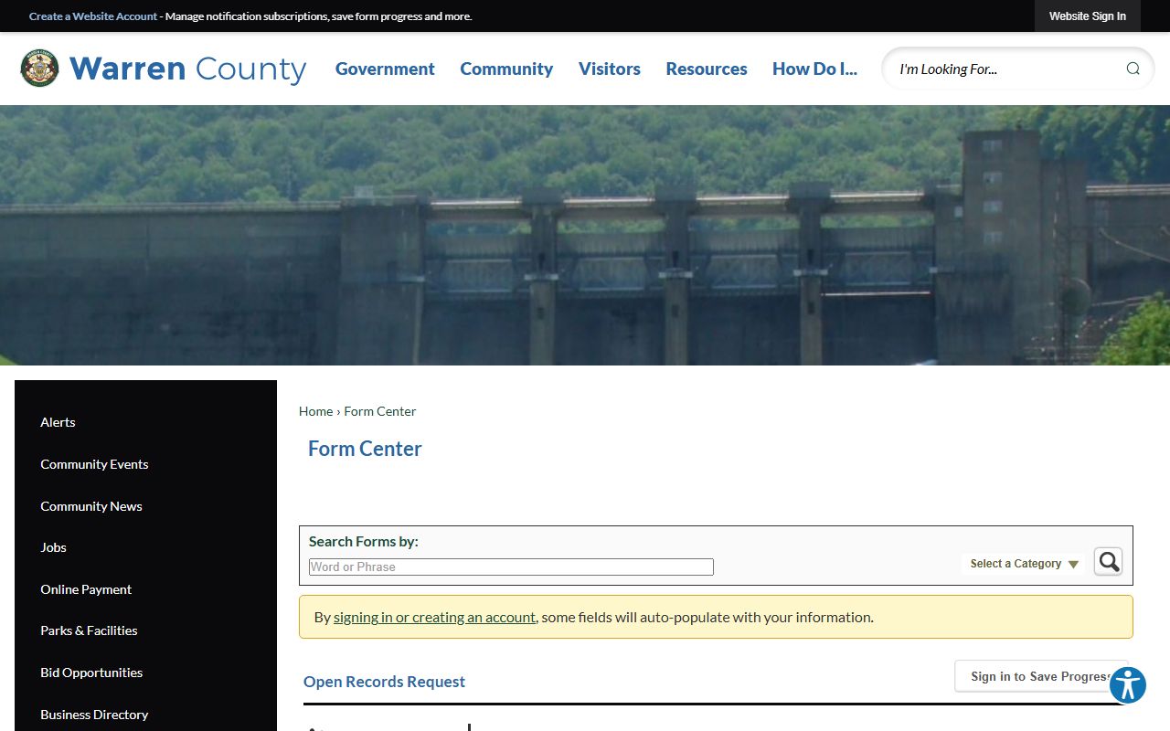 Warren County booking photo Open Records request form